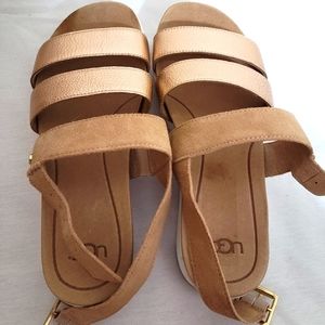 UGG Braelynn Rose Gold Platform Sandals. Size 7. Looks better than the pictures.